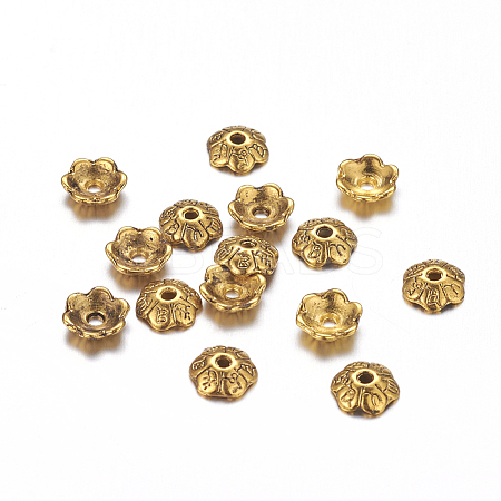 6-Petal Tibetan Style Alloy Flower Bead Caps LS-TIBEB-P002-03AG-NR-1