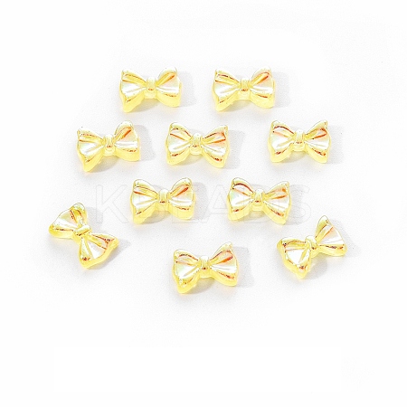 Electroplated Bowknot Resin Cabochons MRMJ-R128-16G-1