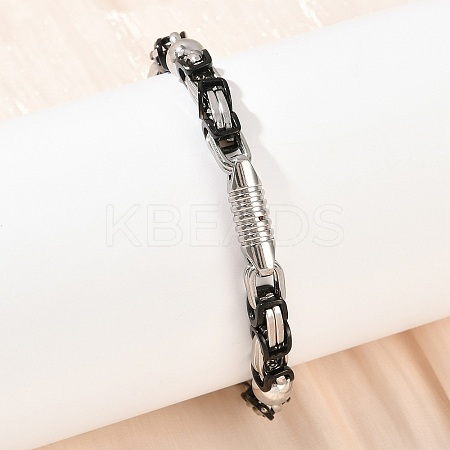 201 Stainless Steel Byzantine Chain Bracelets for Women BJEW-B143-09EBP-1