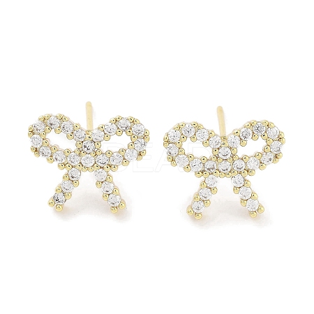 Brass Cubic Zirconia Stud Earrings for Women EJEW-S217-B01-1