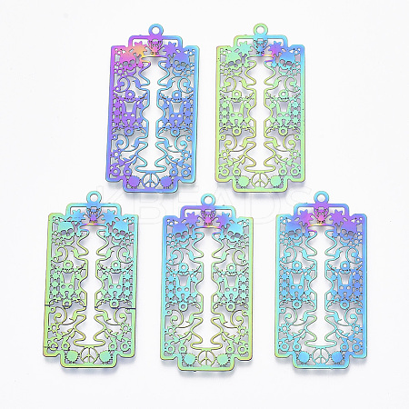 Ion Plating(IP) 201 Stainless Steel Filigree Pendants LS-X-STAS-T057-14-1