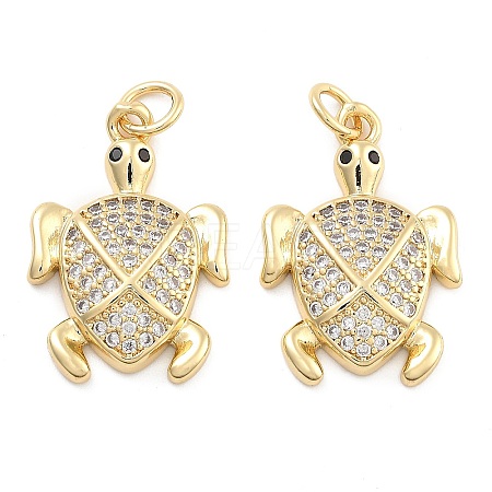 Brass Pave Clear Cubic Zirconia Pendants KK-U009-12M-G-1