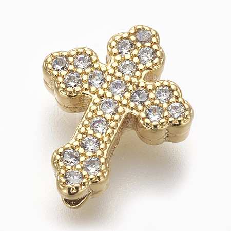 Brass Micro Pave Cubic Zirconia Beads ZIRC-E152-10G-RS-1