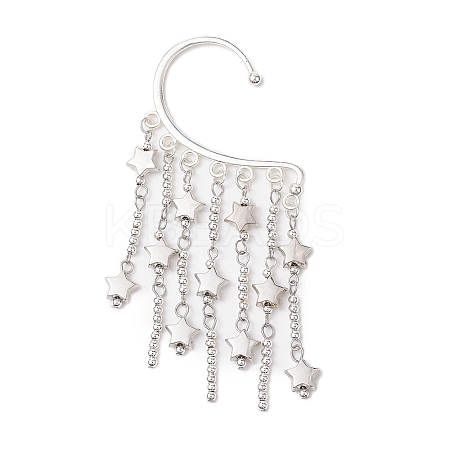 CCB Plastic Star & Alloy Tassel Cuff Earrings for Women EJEW-JE06122-1