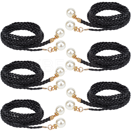 Imitation Leather Braided Chain Belts with Imitation Pearl AJEW-CP0008-67D-1