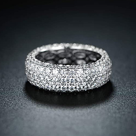 Brass Micro Pave Clear Cubic Zirconia Finger Rings for Women FS-WG796B2-02-1