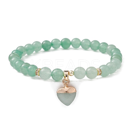 Natural Green Aventurine Round Beaded Stretch Bracelets BJEW-JB09727-05-1