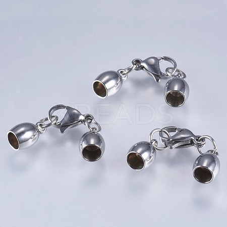 Tarnish Resistant 201 Stainless Steel Cord Ends STAS-F145-03P-9x6mm-1