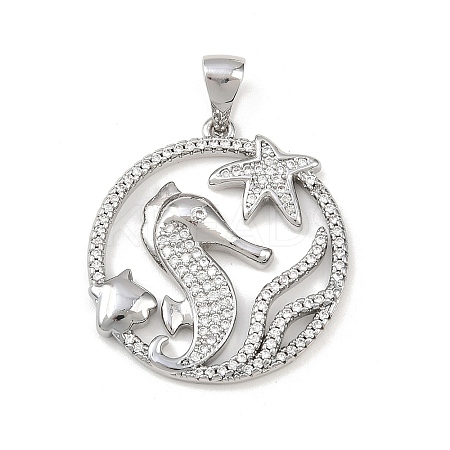 Ocean Brass Micro Pave Cubic Zirconia Pendants LS-KK-K411-04B-P-1