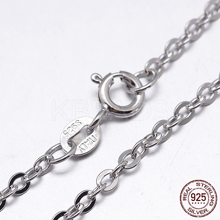 Rhodium Plated 925 Sterling Silver Cable Chains Necklaces NJEW-M157-30C-20-1