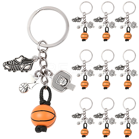 20Pcs Alloy & Wood Keychain KEYC-SC0001-59B-1