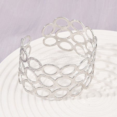 304 Stainless Steel Cuff Bangles for Women BJEW-G757-11P-1