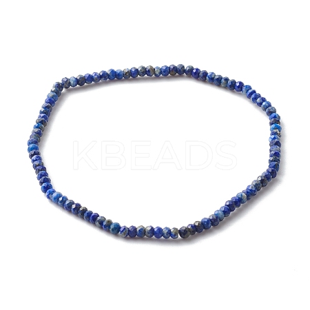 Faceted Rondelle Natural Lapis Lazuli Bead Stretch Bracelets BJEW-JB06383-08-1