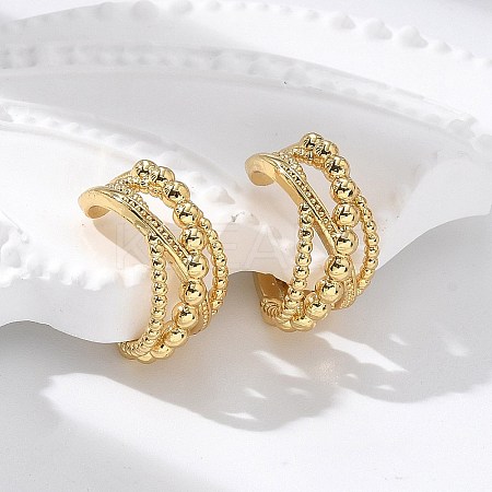 Rack Plating Brass Criss Cross Cuff Earrings EJEW-H099-11G-1
