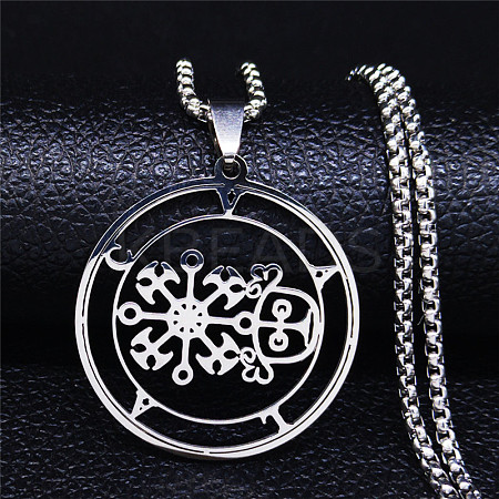201 Stainless Steel Sigil of Volac/valak Pendant Necklaces LS-NJEW-H065-15P-1