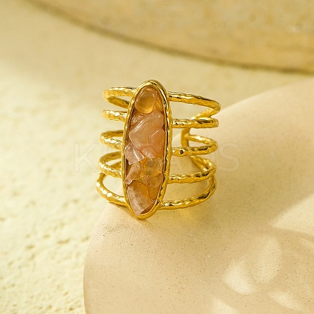 Natural Rose Quartz Chip Finger Rings for Women RJEW-R012-08G-02-1