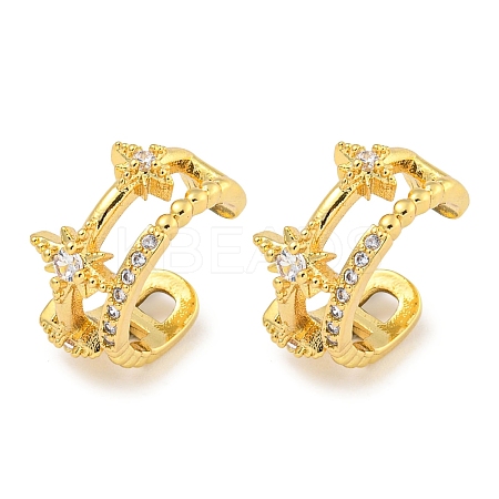 Brass Micro Pave Clear Cubic Zirconia Cuff Earrings for Women EJEW-C104-122G-1
