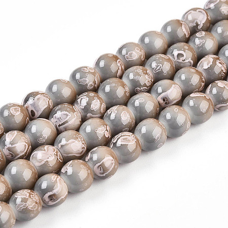Baking Paint Glass Beads Strands DGLA-N008-8mm-08-1