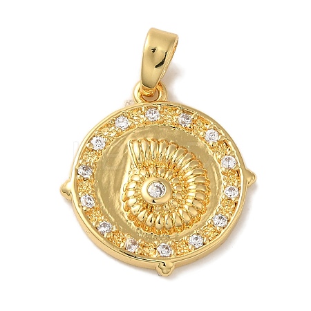 Rack Plating Brass Micro Pave Cubic Zirconia Pendant KK-U027-15G-1
