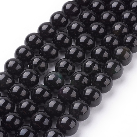 Natural Obsidian Beads Strands LS-G-G099-12mm-24-1