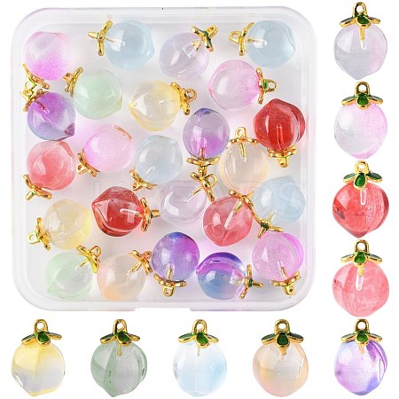 24Pcs 9 Colors Glass Pendants GLAA-FS0002-43-1