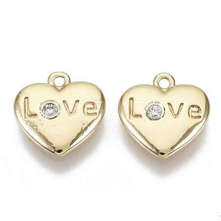 Brass Micro Pave Cubic Zirconia Charms KK-N232-61-NF-1