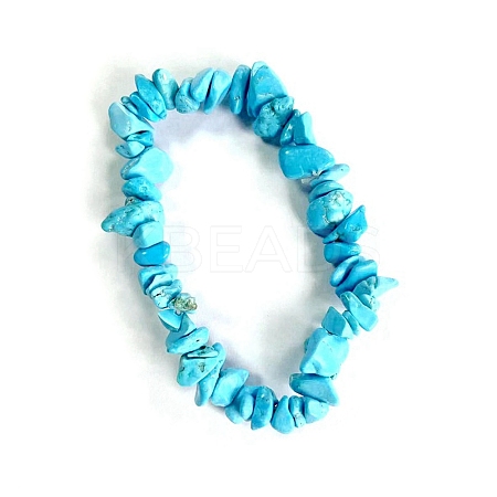 Synthetic Turquoise Stretch Bracelets PW-WG56138-08-1