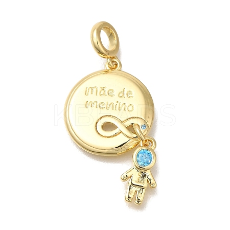 Brass Cubic Zirconia European Dangle Charms KK-R002-23G-01-1