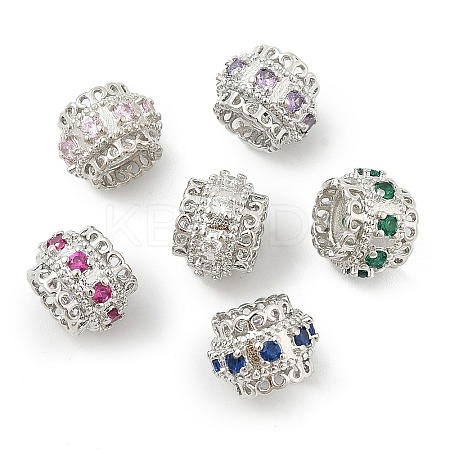 Brass Micro Pave Cubic Zirconia European Beads KK-P297-01P-1