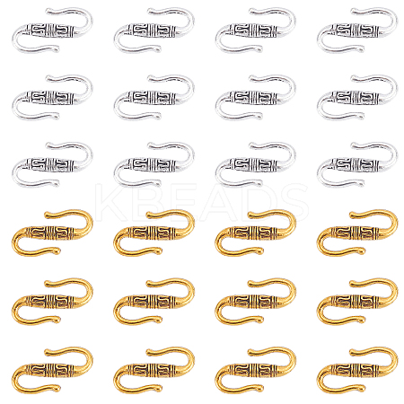 100Pcs 2 Colors Tibetan Style Alloy S-Hook Clasps TIBE-PH0001-40-1