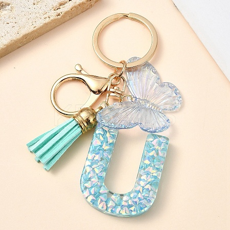 Resin & Acrylic & Faux Suede Tassel Keychain KEYC-YW00117-21-1