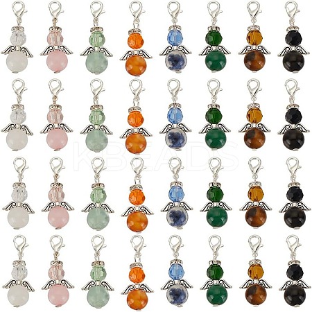 Angel Natural Gemstone Pendant Decoration HJEW-GO00033-1
