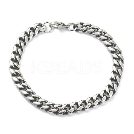 Tarnish Resistant Men's 304 Stainless Steel Cuban Link Chain Bracelets STAS-A051-04B-1