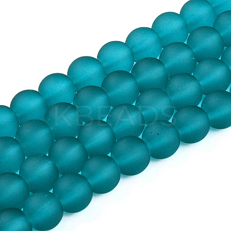 Frosted Transparent Glass Beads Strands GLAA-S031-8mm-37-01-1