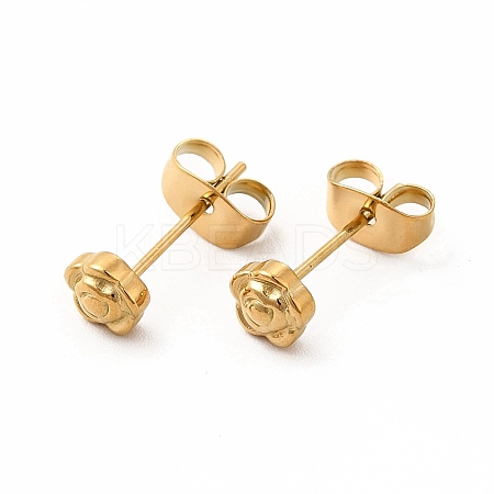 304 Stainless Steel Flower Stud Earrings for Women EJEW-C004-04G-1