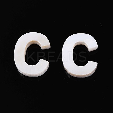 Natural Freshwater Shell Letter Charms BSHE-ZX007-02C-1