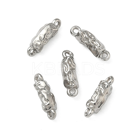 304 Stainless Steel Textured Rectangle Links Connector Charms STAS-D211-01B-P-1
