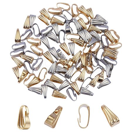 100Pcs 2 Colour 304 Stainless Steel Snap on Bails STAS-SZ0001-92-1
