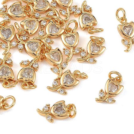 SHEGRACE Brass Micro Pave Clear Cubic Zirconia Charms XGRQ4N675-706G-1