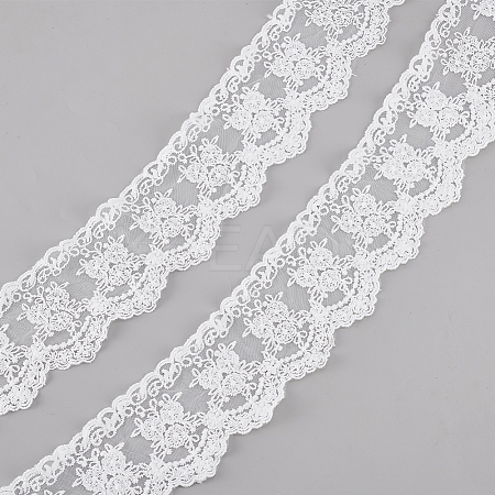 7.5 Yards Milk Fiber Embroidery Flower Lace Trim OCOR-GO0001-19-1