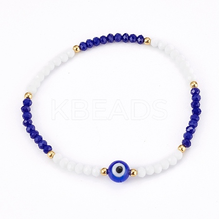 Faceted Glass Beaded Stretch Bracelets BJEW-JB05984-01-1