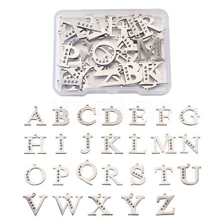304 Stainless Steel Letter Pendant Rhinestone Settings STAS-TA0001-11P-1