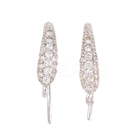 Rack Plating Brass Cubic Zirconia Earring Hooks KK-S374-05P-08-1