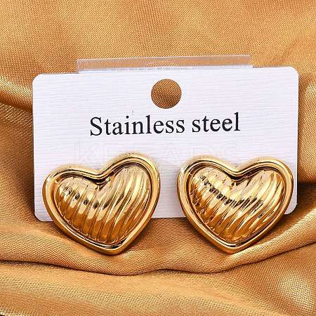 304 Stainless Steel Two Tone Heart Stud Earrings EJEW-M073-09G-1