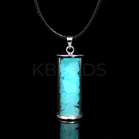 Glass Wishing Bottle with Synthetic Luminaries Stone Pendant Necklace LUMI-PW0001-054-B-1