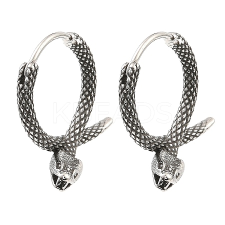 Antique Silver 316 Surgical Stainless Steel Hoop Earrings EJEW-D096-03C-AS-1