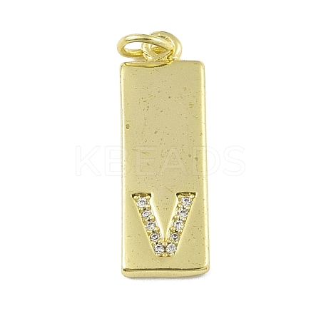 Brass Micro Pave Clear Cubic Zirconia Pendants KK-P266-06G-V-1