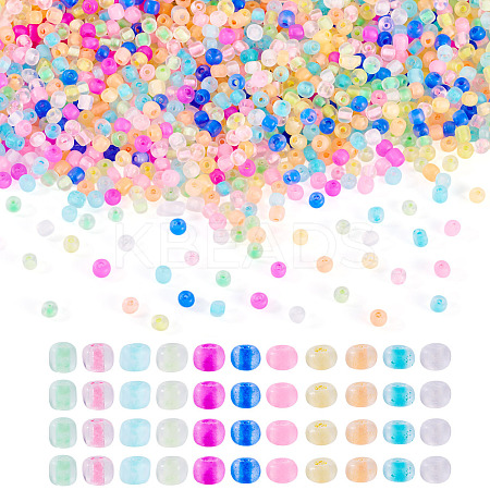 1200Pcs 12 Colors 6/0 Luminous Glass Seed Beads SEED-TA0001-51-1