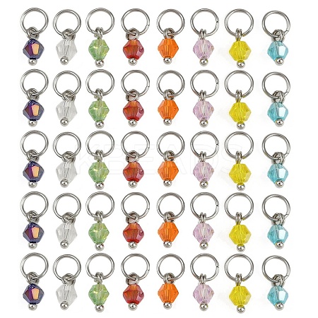 40Pcs 8 Colors Glass Charms PALLOY-JF04213-02-1