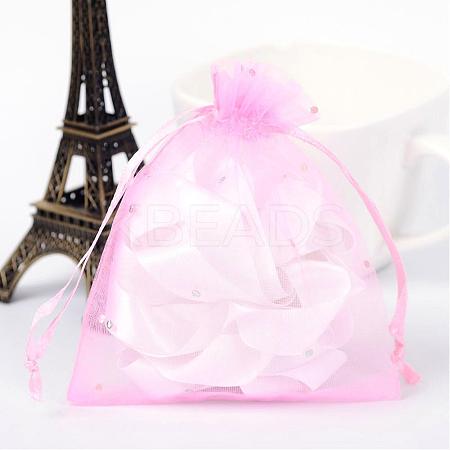 Rectangle Organza Bags with Glitter Sequins OP-UK0004-10x12-08-1
